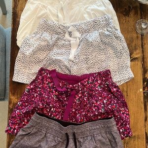 Lululemon, lot of 4 spring break away shorts all size 6 and with one back pocket